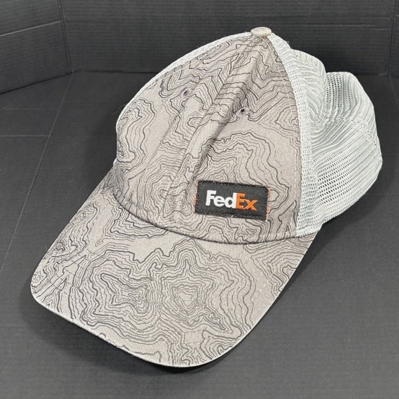 FedEx Trucker Hat Mesh Back Topographical Map Print Adjustable Snapback Mens
